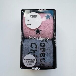 •Victoria's Secret PINK• Marshmallow Crew Socks 2-Pair Holiday Gift Set OS